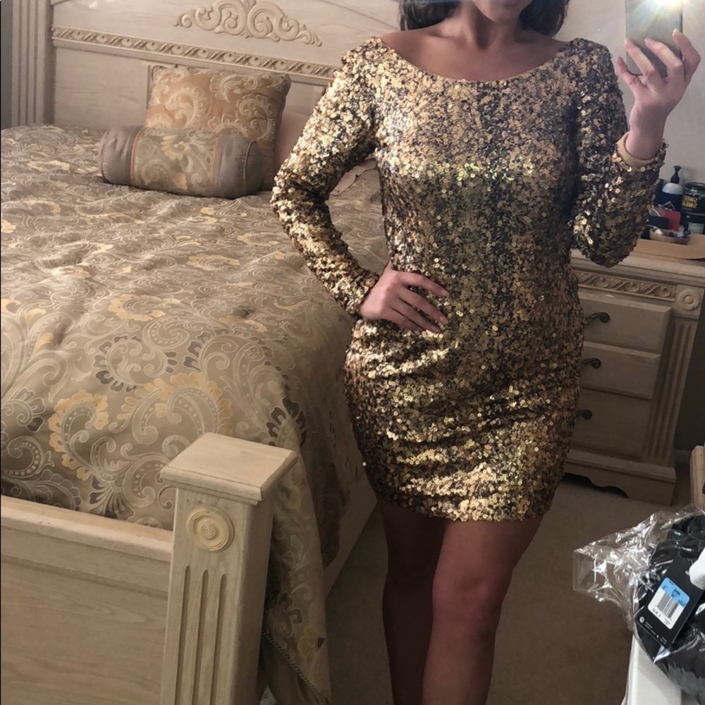 JOVANI GOLD SEQUIN DRESS